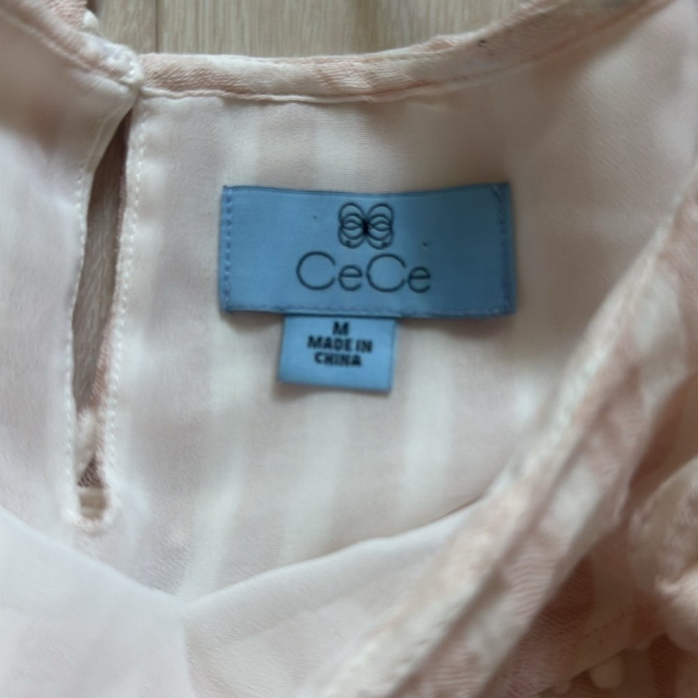 CeCe Blush Pink Cold-Shoulder Ruffle Peasant Top - Picture 3 of 8